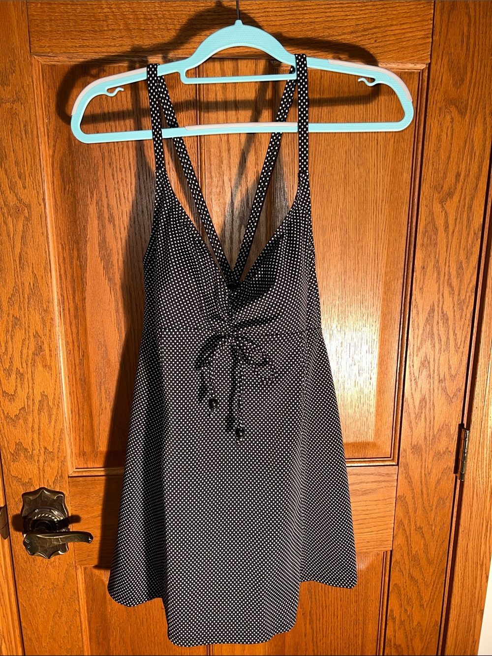 Black and White Polka Dot Tie-Front Sundress